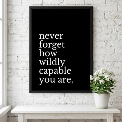 Never Forget Poster | Powerful Black Wall Art | Motivational Quote Print | Mindset Decor | Bold Typography Design