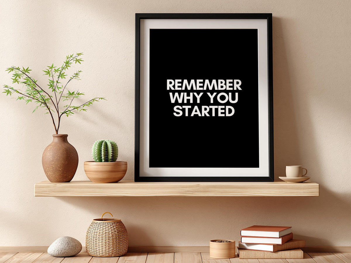 Remember Where You Started Poster | Powerful Black Wall Art | Motivational Quote Print | Growth Mindset Decor | Bold Typography
