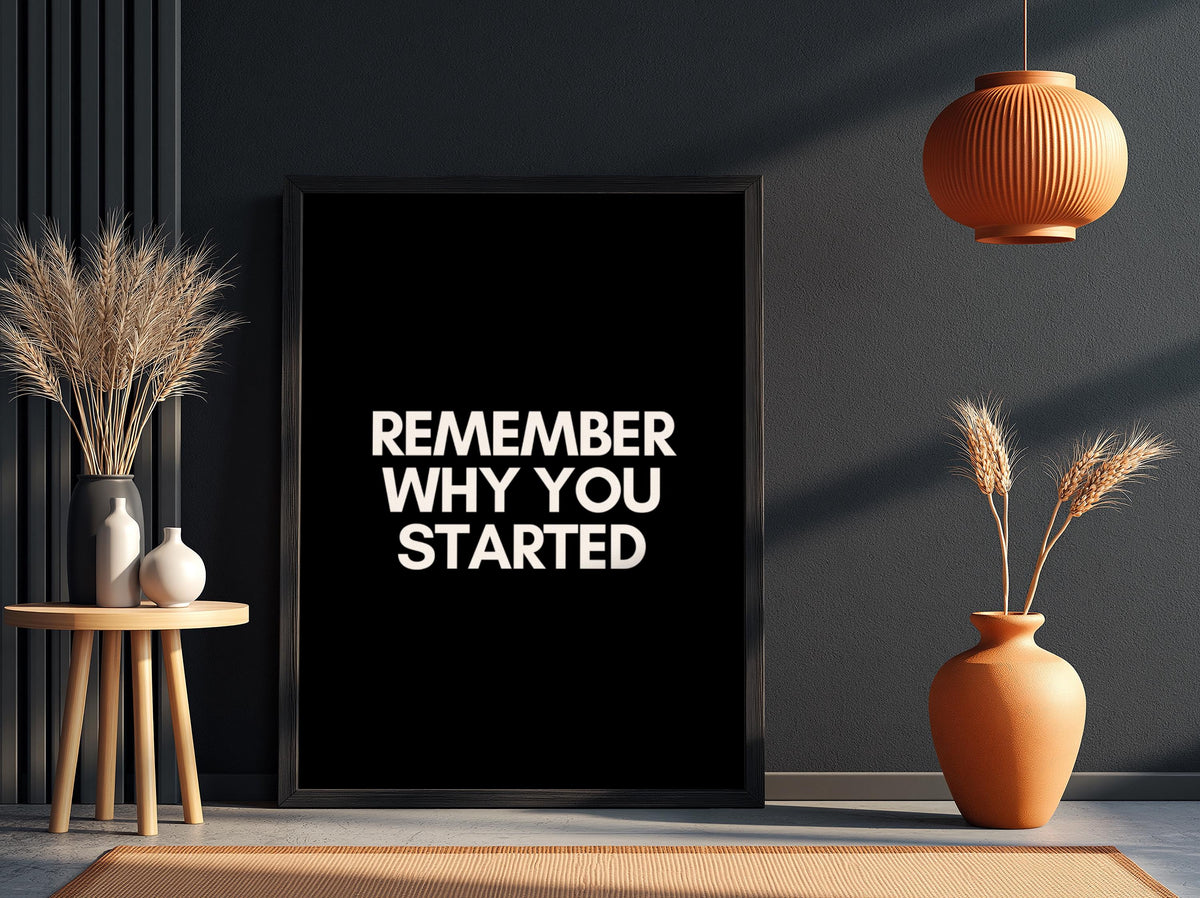 Remember Where You Started Poster | Powerful Black Wall Art | Motivational Quote Print | Growth Mindset Decor | Bold Typography