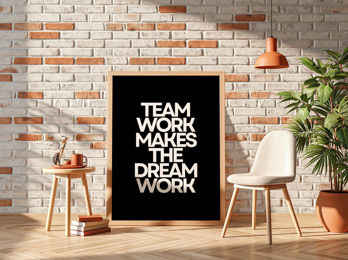 Team Work Poster | Powerful Black Wall Art | Motivational Quote Print | Collaboration Mindset Decor | Bold Typography Design
