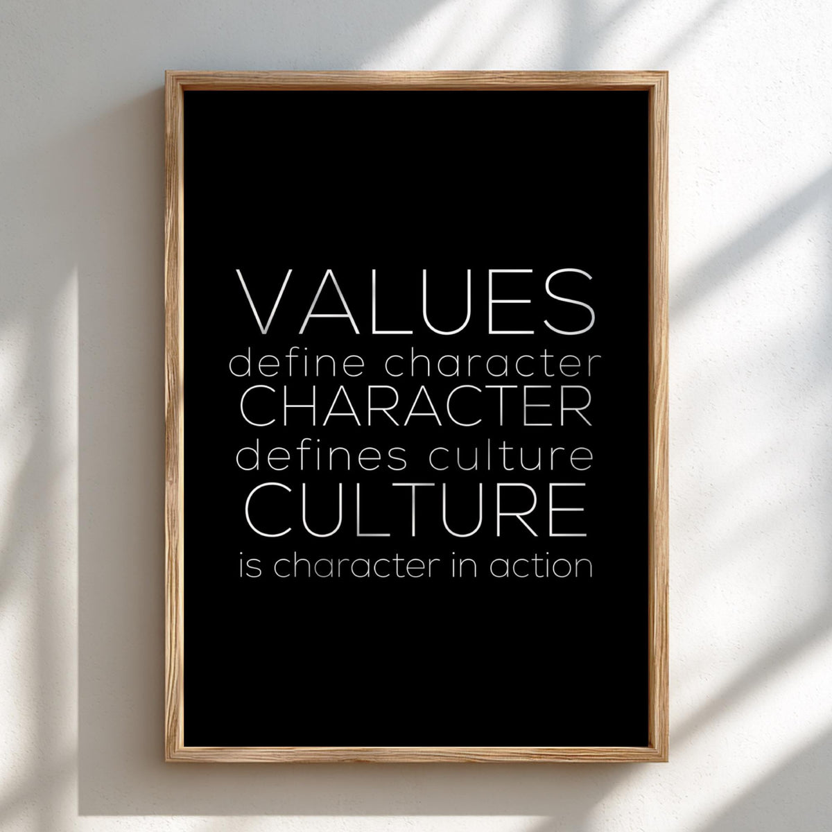Values Poster | Powerful Black Wall Art | Motivational Quote Print | Mindset Decor | Bold Typography Design
