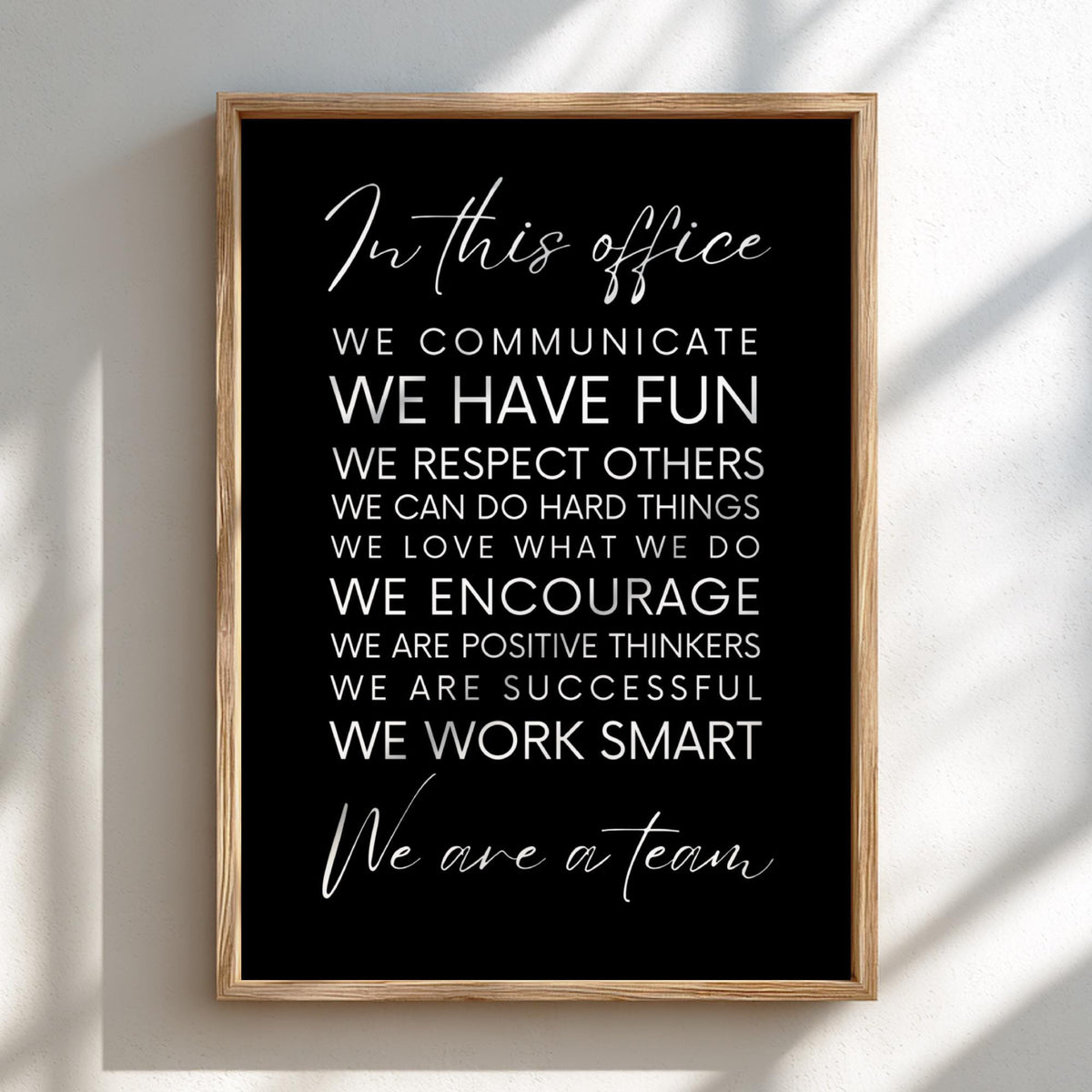 We Are A Team Poster | Powerful Black Wall Art | Motivational Quote Print | Teamwork Decor | Bold Typography Design