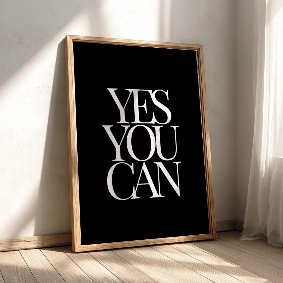 Yes You Can Poster | Powerful Black Wall Art | Motivational Quote Print | Confidence Mindset Decor | Bold Typography Design
