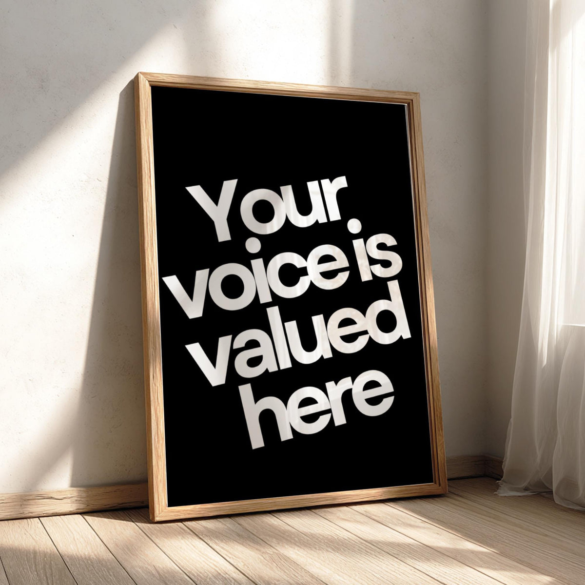 Your Voice Poster | Powerful Black Wall Art | Motivational Quote Print | Leadership Mindset Decor | Bold Typography Design