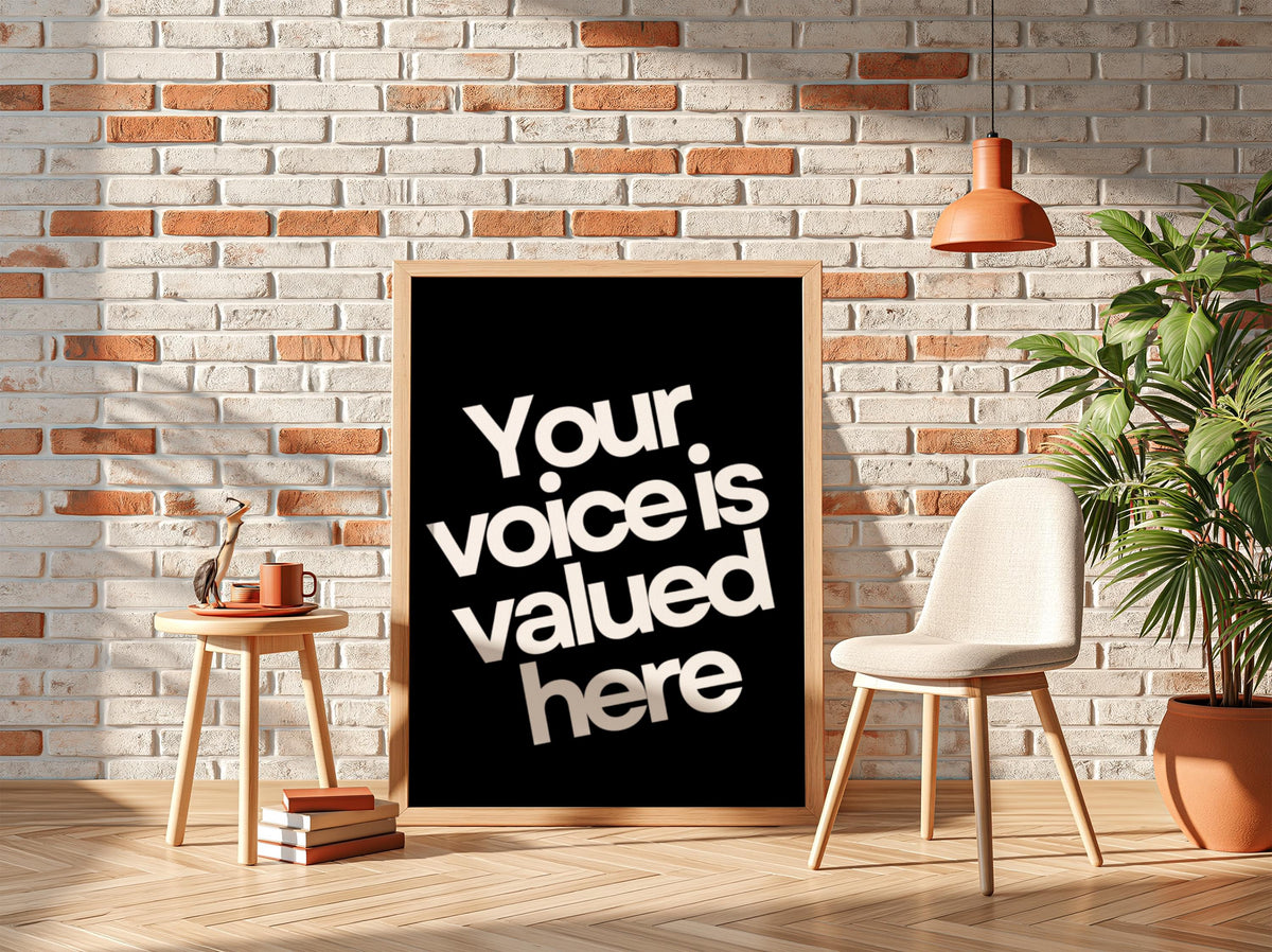 Your Voice Poster | Powerful Black Wall Art | Motivational Quote Print | Leadership Mindset Decor | Bold Typography Design