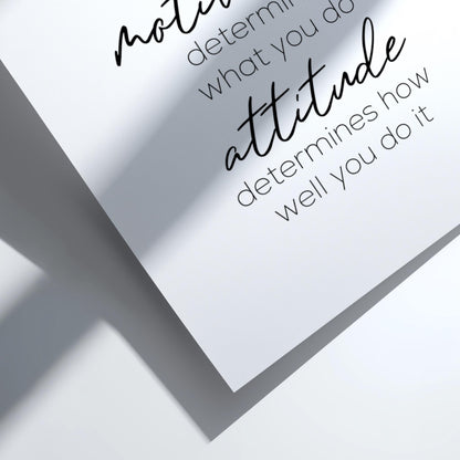 Ability Motivation Attitude Poster | Powerful White Wall Art | Motivational Quote Print | Mindset Decor | Bold Typography Design