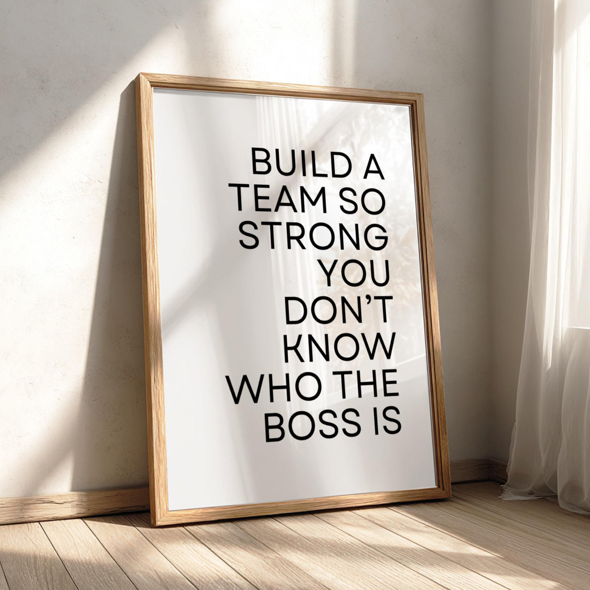 Build A Team So Strong Poster | Powerful White Wall Art | Motivational Quote Print | Teamwork Decor | Bold Typography Design