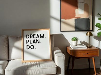 Dream Plan Do Poster | Powerful White Wall Art | Motivational Quote Print | Action Mindset Decor | Bold Typography Design