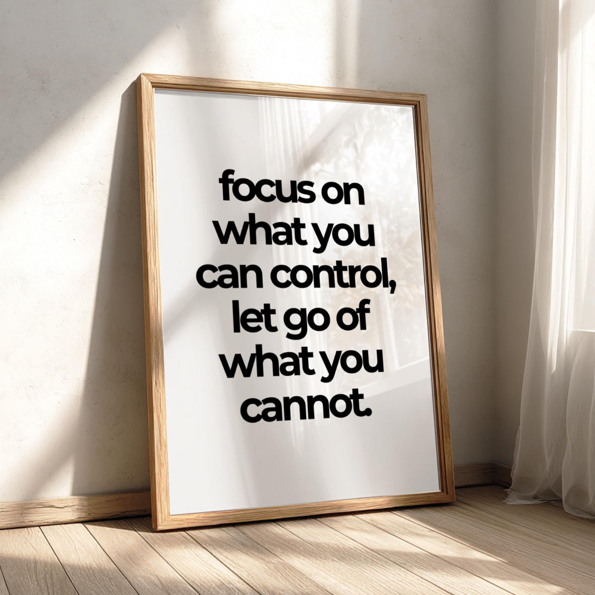 Focus On What You Can Control Poster | Powerful White Wall Art | Motivational Quote Print | Mindset Decor | Bold Typography Design