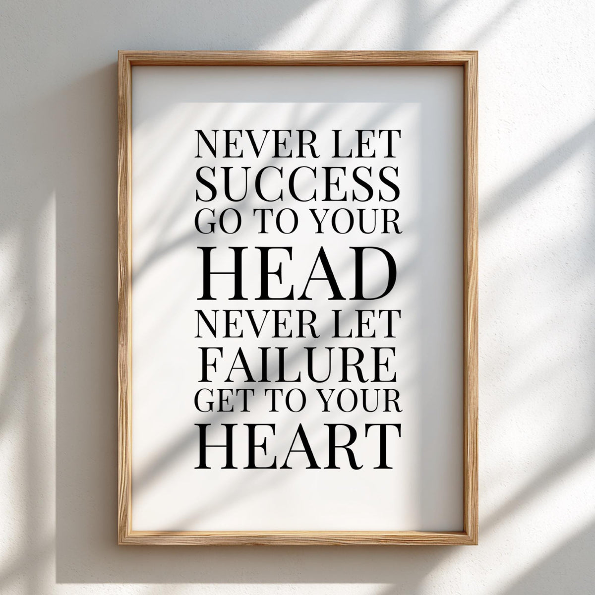 Head Heart Poster | Powerful White Wall Art | Motivational Quote Print | Mindset Balance Decor | Bold Typography Design