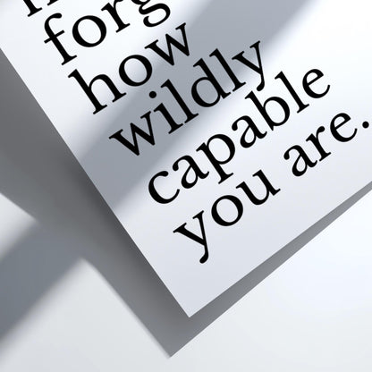Never Forget Poster | White Minimalist Wall Art Print | Motivational Quote Decor | Mindset & Reflection Artwork
