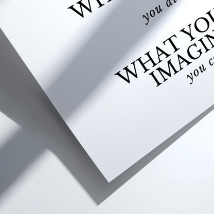 What You Think You Become Poster | White Minimalist Wall Art Print | Motivational Quote | Mindset & Self Growth Decor
