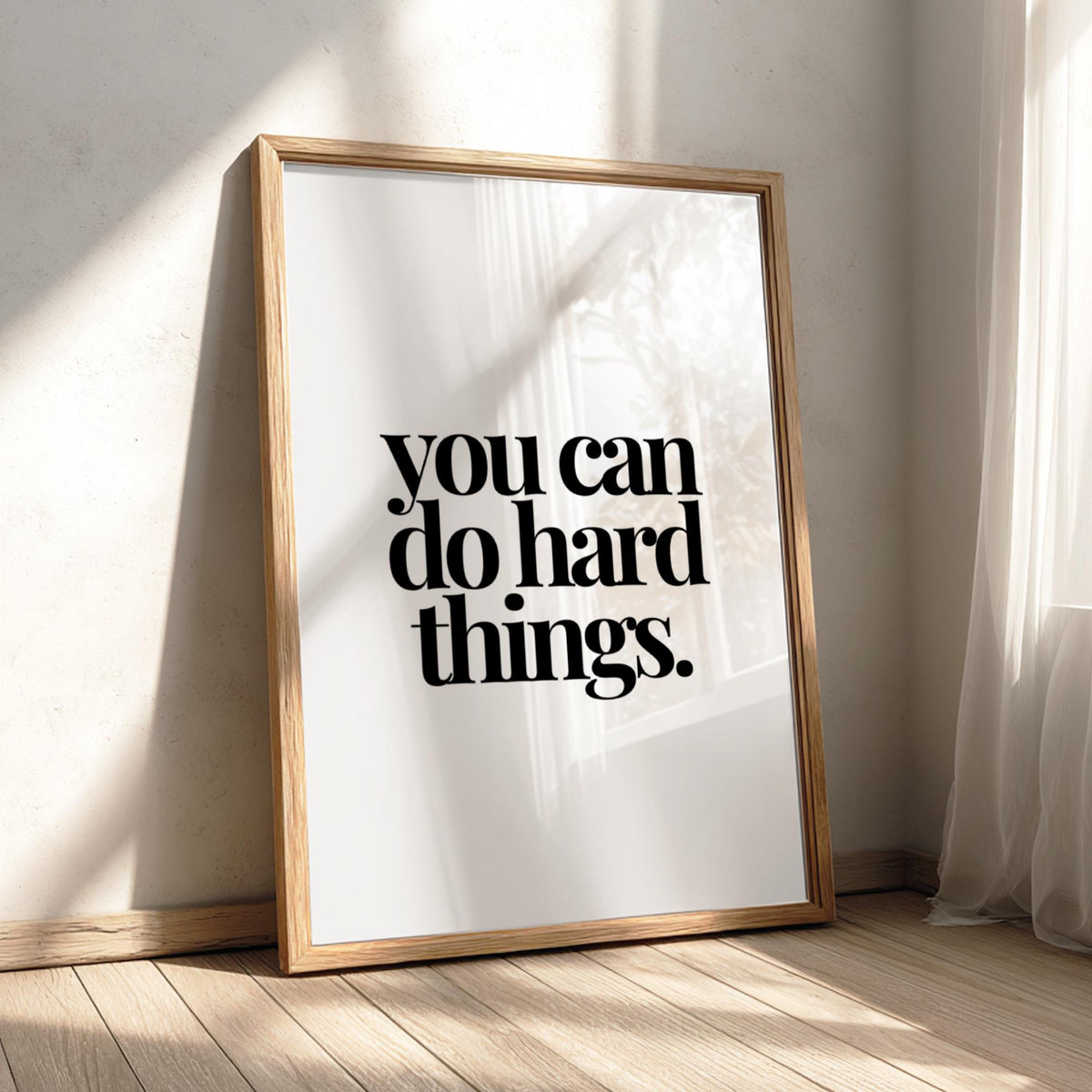 You Can Do Hard Things Poster | White Minimalist Wall Art Print | Motivational Quote | Resilience Mindset Decor | Clean Typography