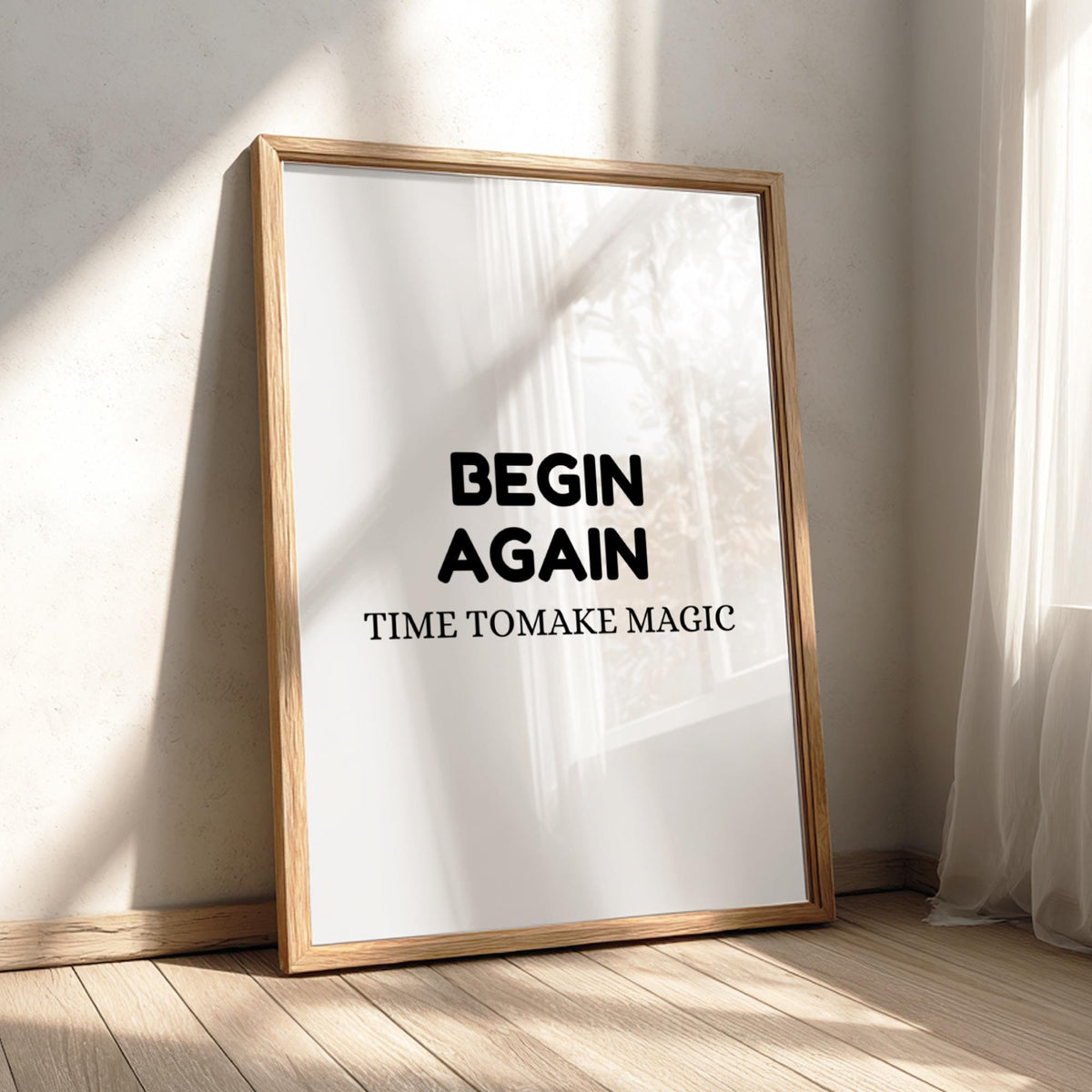 Begin Again Poster | Minimalist Wall Art Print | Modern Typography Quote | Scandinavian Home Decor | Neutral Inspirational Art