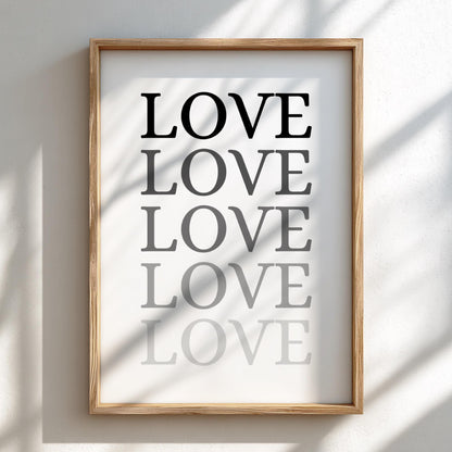 Love Poster | Minimalist Wall Art Print | Modern Typography Quote | Romantic Home Decor | Scandinavian Style Artwork