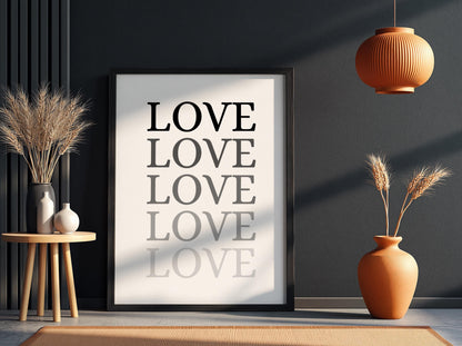 Love Poster | Minimalist Wall Art Print | Modern Typography Quote | Romantic Home Decor | Scandinavian Style Artwork