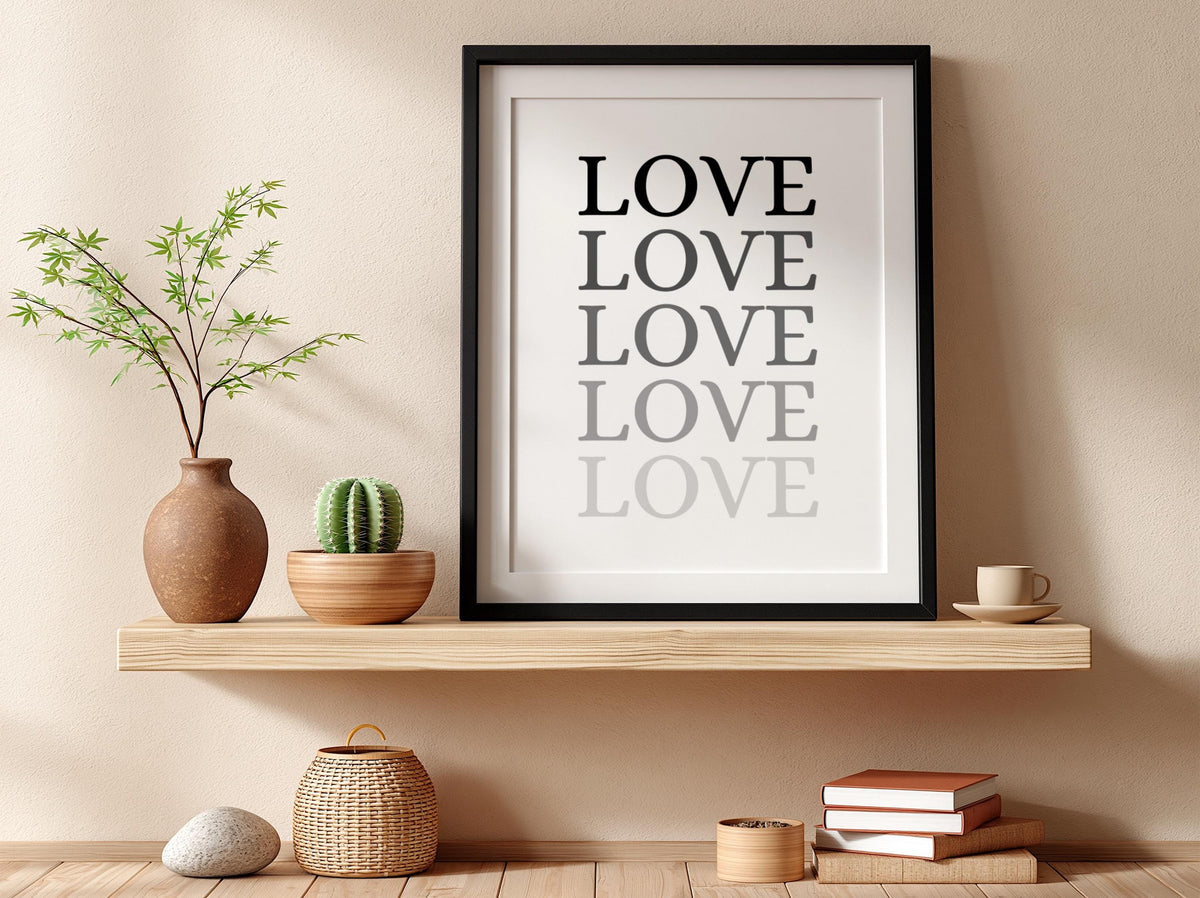 Love Poster | Minimalist Wall Art Print | Modern Typography Quote | Romantic Home Decor | Scandinavian Style Artwork