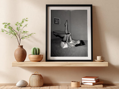 Vintage Pinup Bedroom Poster | Black and White Photography Print | Retro Glamour Wall Art | Classic Feminine Decor Artwork