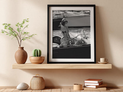 Bikini Yacht Deck View Poster | Black and White Photography Print | Luxury Summer Wall Art | Coastal Lifestyle Decor