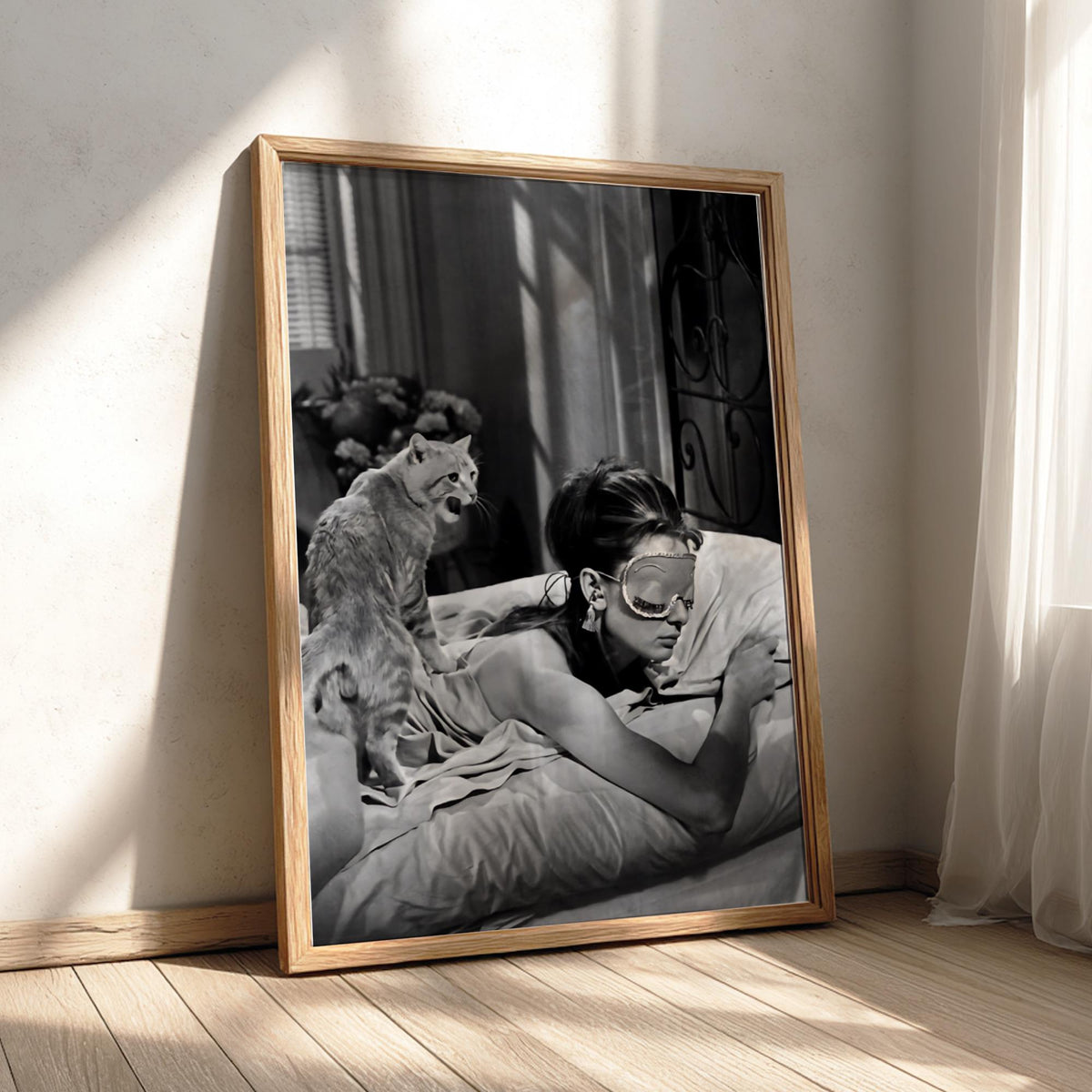 Vintage Cat Scene Poster | Black and White Photography Print | Classic Cinema Style Wall Art | Retro Home Decor Artwork
