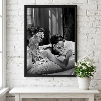 Vintage Cat Scene Poster | Black and White Photography Print | Classic Cinema Style Wall Art | Retro Home Decor Artwork
