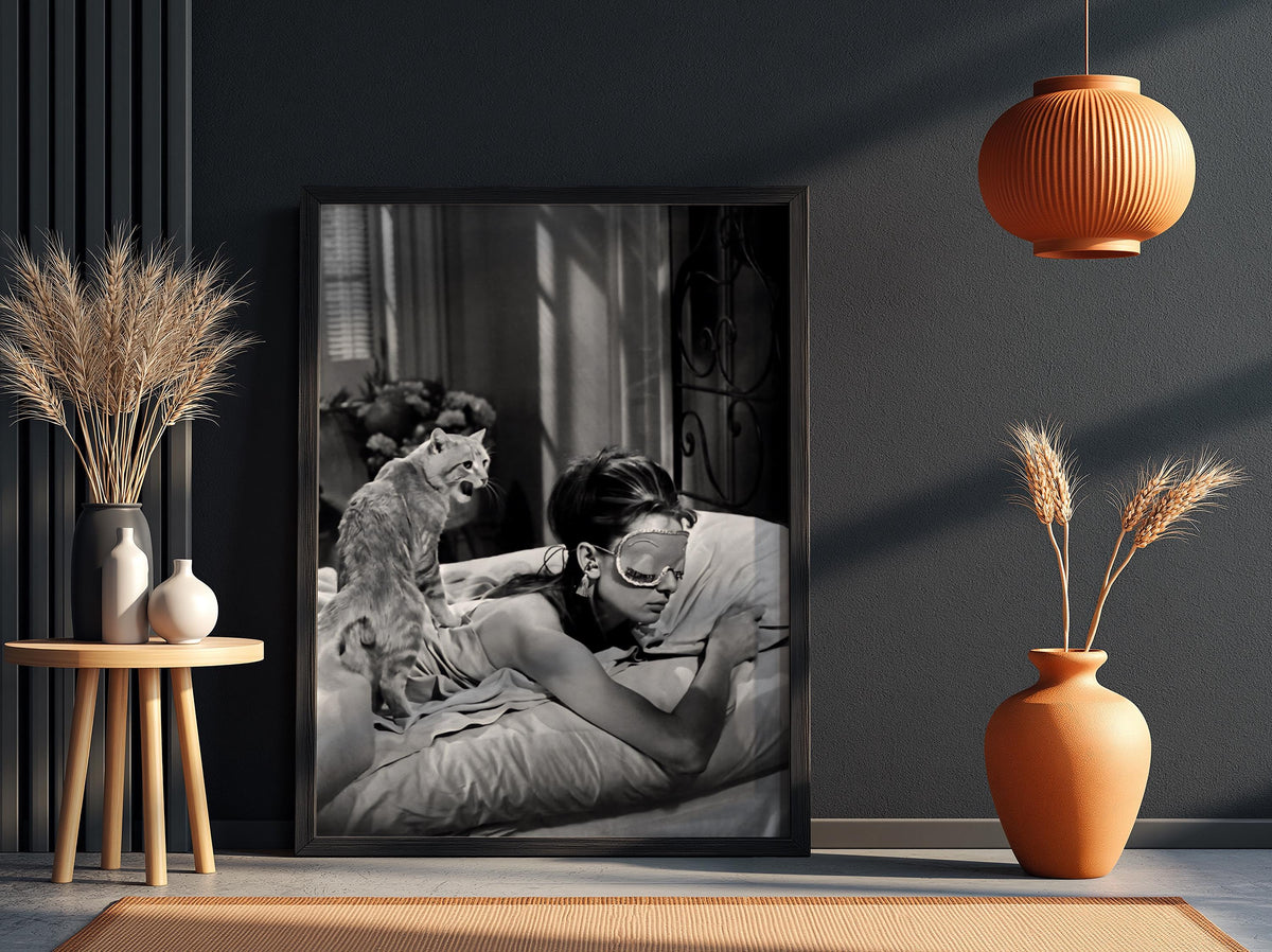 Vintage Cat Scene Poster | Black and White Photography Print | Classic Cinema Style Wall Art | Retro Home Decor Artwork