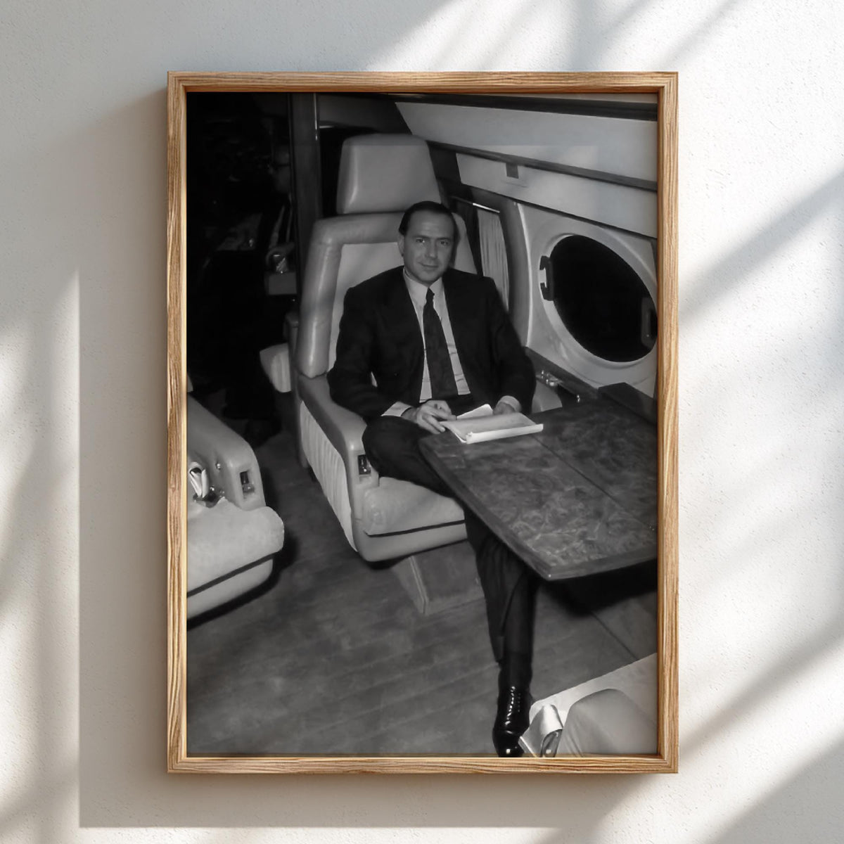 Businessman Private Jet Seat Poster | Black and White Photography Print | Luxury Lifestyle Wall Art | Modern Success Decor