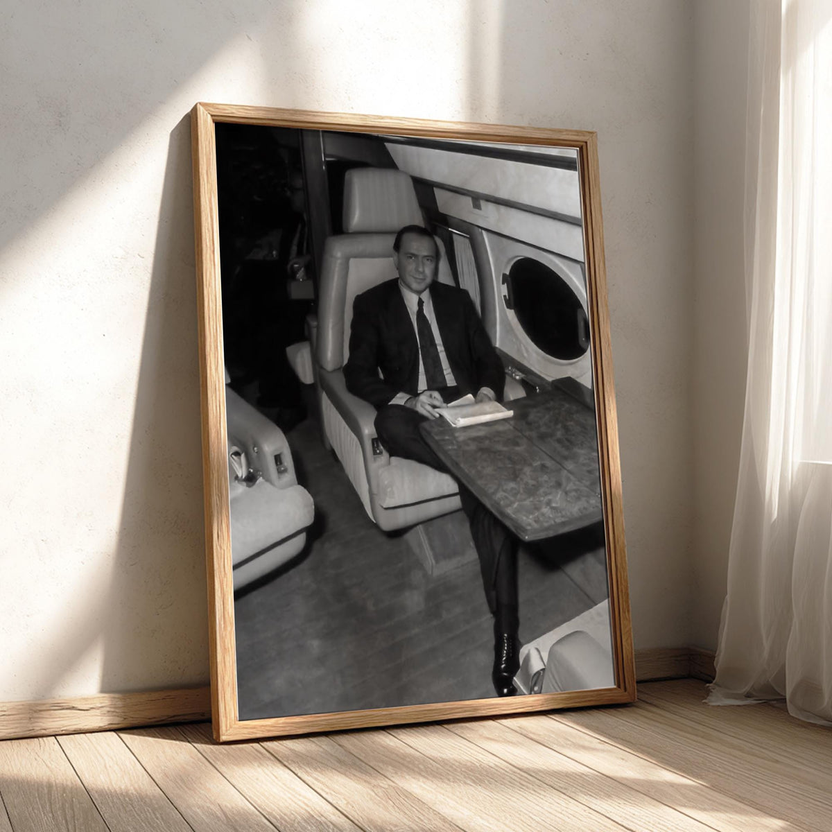 Businessman Private Jet Seat Poster | Black and White Photography Print | Luxury Lifestyle Wall Art | Modern Success Decor