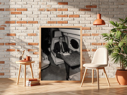 Businessman Private Jet Seat Poster | Black and White Photography Print | Luxury Lifestyle Wall Art | Modern Success Decor