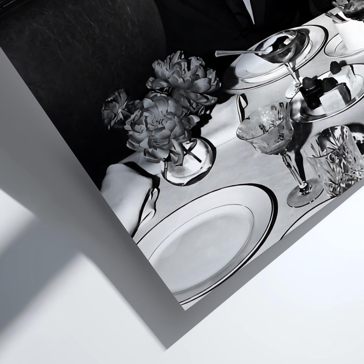 Champagne Toast Dinner Table Poster | Black and White Photography Print | Elegant Dining Wall Art | Luxury Celebration Decor