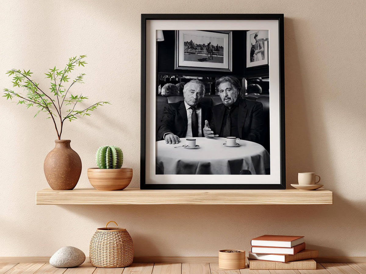 Classic Cinema Cafe Portrait Poster | Black and White Photography Print | Vintage Actor Style Wall Art | Retro Film Decor