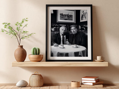 Classic Cinema Cafe Portrait Poster | Black and White Photography Print | Vintage Actor Style Wall Art | Retro Film Decor