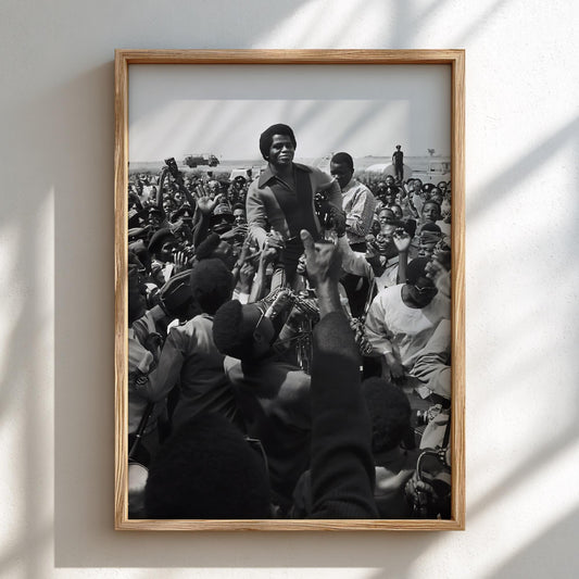 James Brown Crowd Nigeria 1974 Poster | Black and White Photography Print | Vintage Music Wall Art | Retro Concert Decor