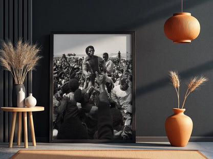 James Brown Crowd Nigeria 1974 Poster | Black and White Photography Print | Vintage Music Wall Art | Retro Concert Decor