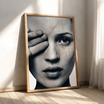 Kate Moss Close Up Portrait Poster | Black and White Photography Print | Vintage Fashion Wall Art | Retro Model Photography Decor