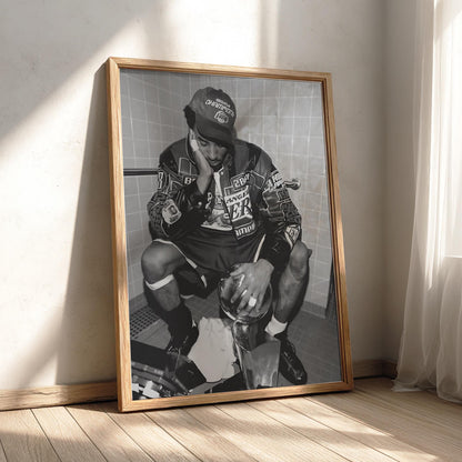 Basketball Legend Championship Trophy Poster | Black and White Photography Print | Vintage Basketball Wall Art | Sports Legend Decor