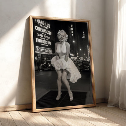Vintage Marilyn Monroe Subway Scene Poster | Black and White Photography Print | Retro Glamour Wall Art | Classic Fashion Decor