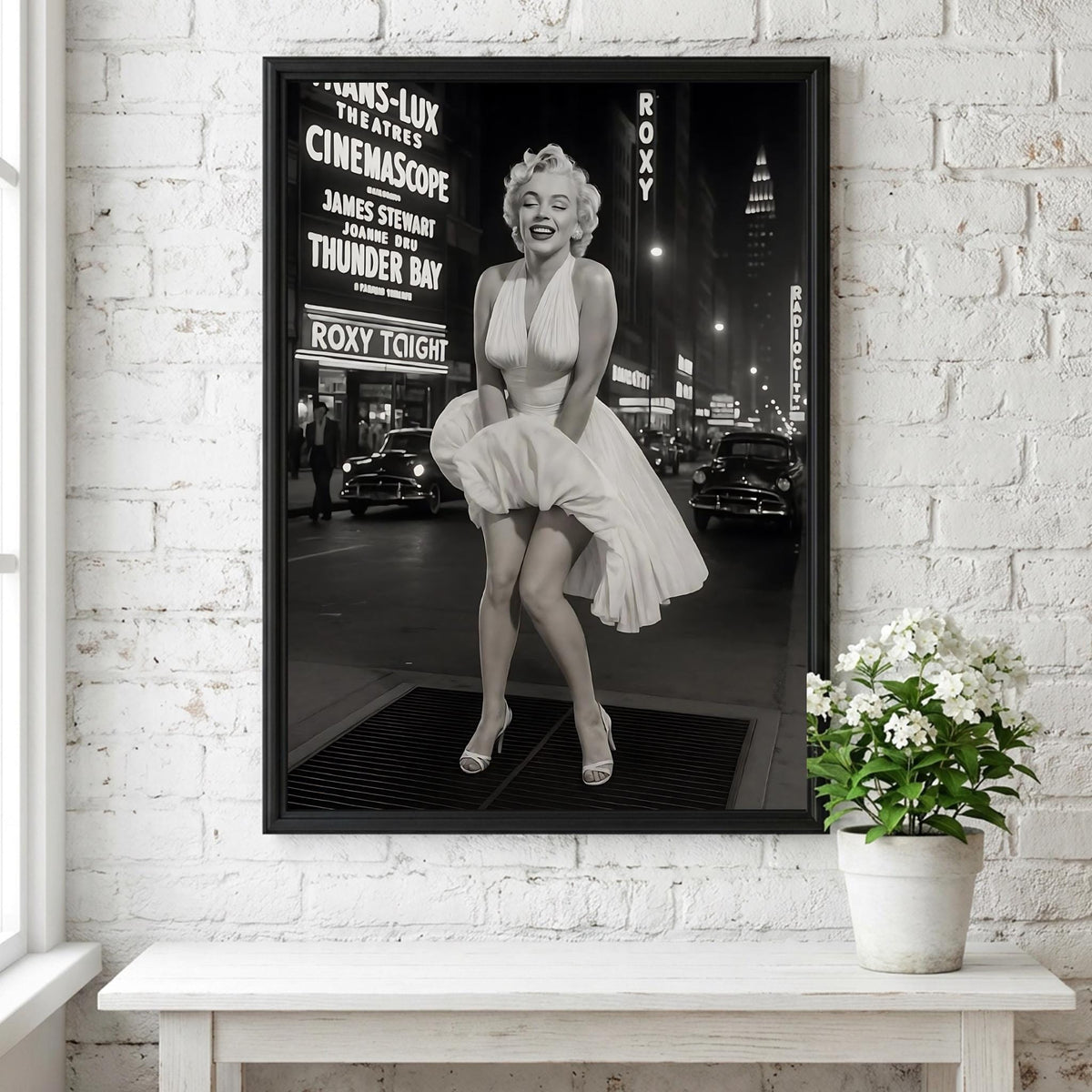 Vintage Marilyn Monroe Subway Scene Poster | Black and White Photography Print | Retro Glamour Wall Art | Classic Fashion Decor