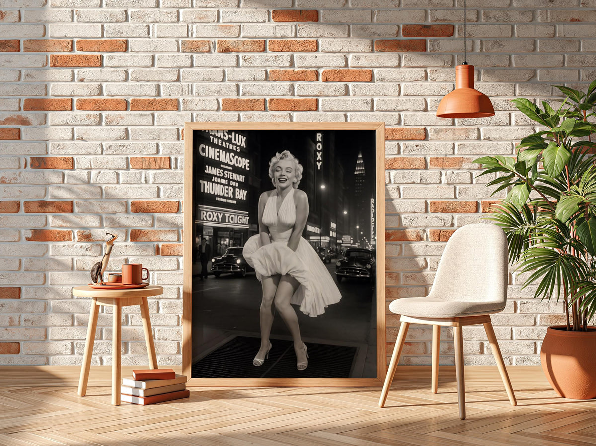 Vintage Marilyn Monroe Subway Scene Poster | Black and White Photography Print | Retro Glamour Wall Art | Classic Fashion Decor