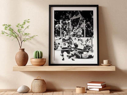 Ice Celebration Poster | Black and White Photography Print | Vintage Winter Sports Wall Art | Retro Action Photography Decor