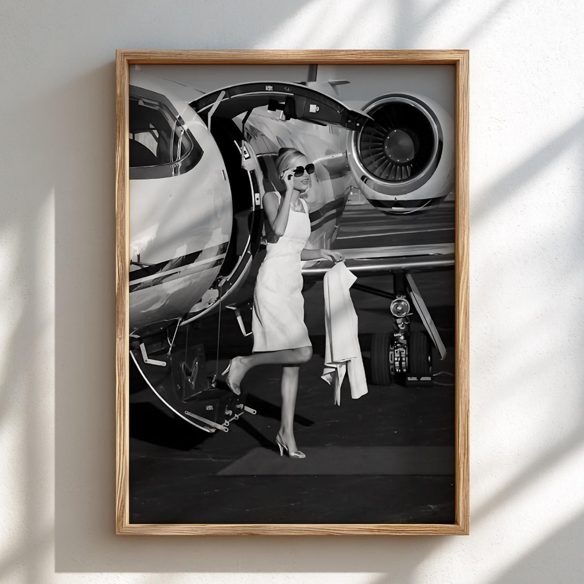 Private Jet Red Carpet Exit Poster | Black and White Photography Print | Vintage Luxury Lifestyle Wall Art | Retro Travel Decor