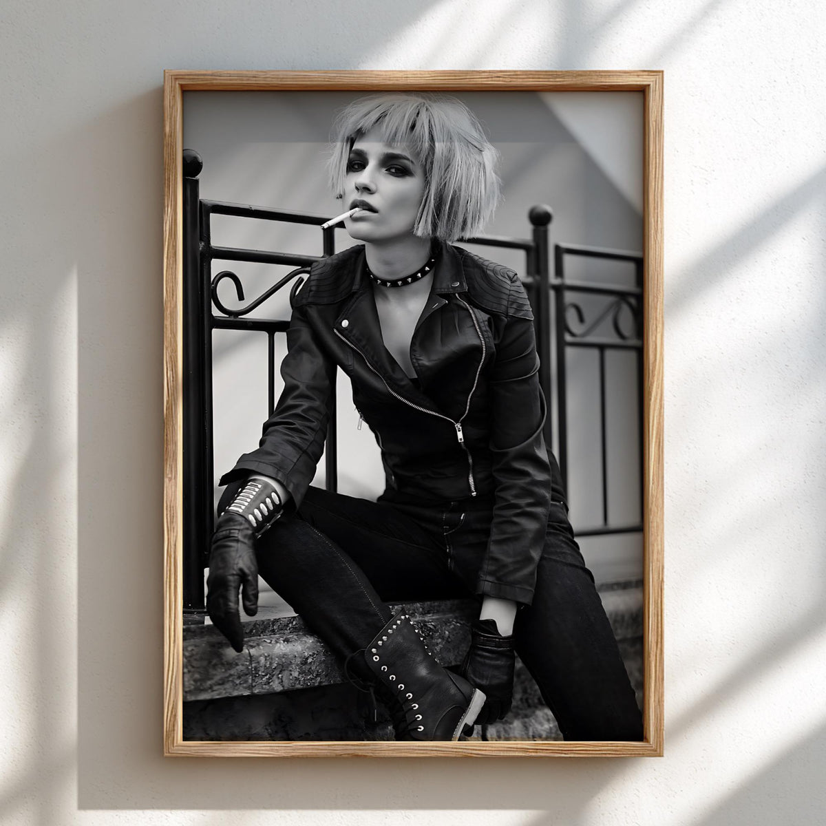 Punk Style Street Portrait Poster | Black and White Photography Print | Vintage Urban Wall Art | Retro Alternative Fashion Decor