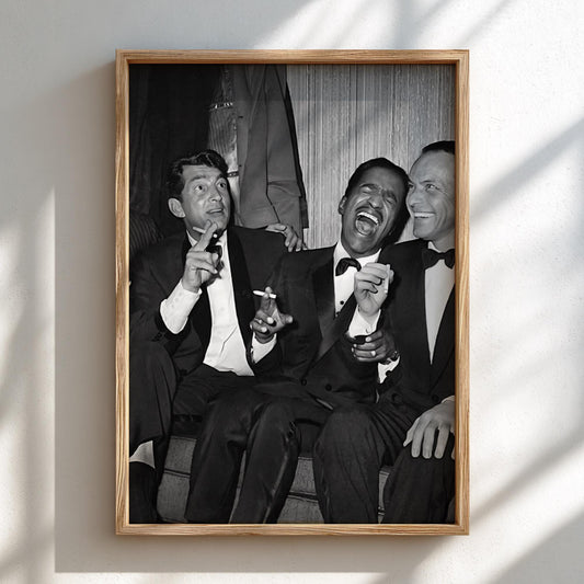 Vintage Tuxedo Friends Laughing Poster | Black and White Photography Print | Retro Classic Style Wall Art | Elegant Lifestyle Decor