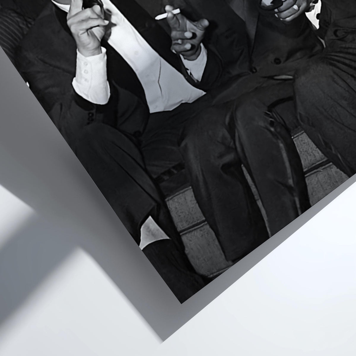Vintage Tuxedo Friends Laughing Poster | Black and White Photography Print | Retro Classic Style Wall Art | Elegant Lifestyle Decor
