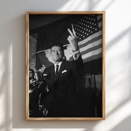 Historic Flag Rally Poster | Black and White Photography Print | Vintage Political History Wall Art | Retro Documentary Decor