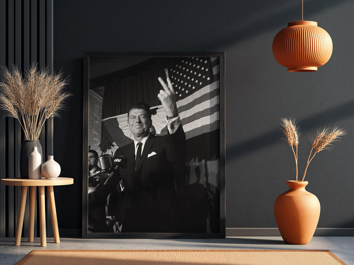 Historic Flag Rally Poster | Black and White Photography Print | Vintage Political History Wall Art | Retro Documentary Decor