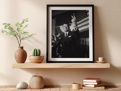 Historic Flag Rally Poster | Black and White Photography Print | Vintage Political History Wall Art | Retro Documentary Decor