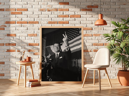 Historic Flag Rally Poster | Black and White Photography Print | Vintage Political History Wall Art | Retro Documentary Decor