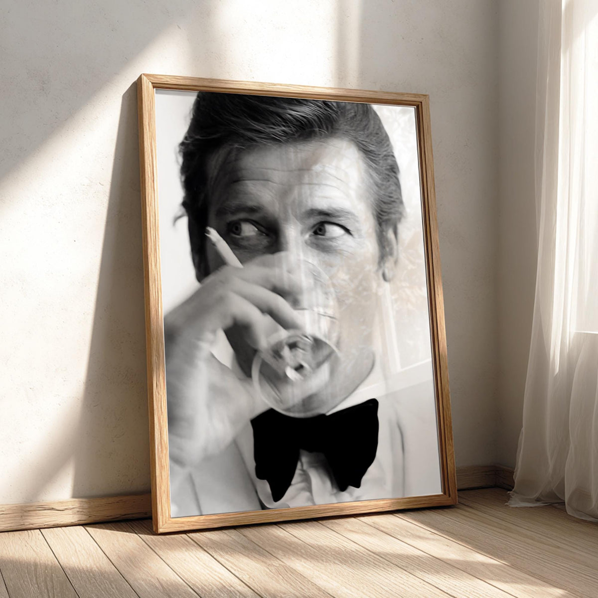 Champagne Portrait Poster | Black and White Photography Print | Vintage Luxury Lifestyle Wall Art | Retro Elegant Decor