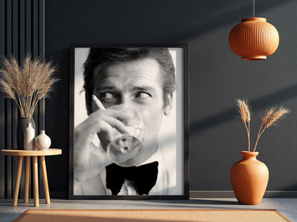 Champagne Portrait Poster | Black and White Photography Print | Vintage Luxury Lifestyle Wall Art | Retro Elegant Decor